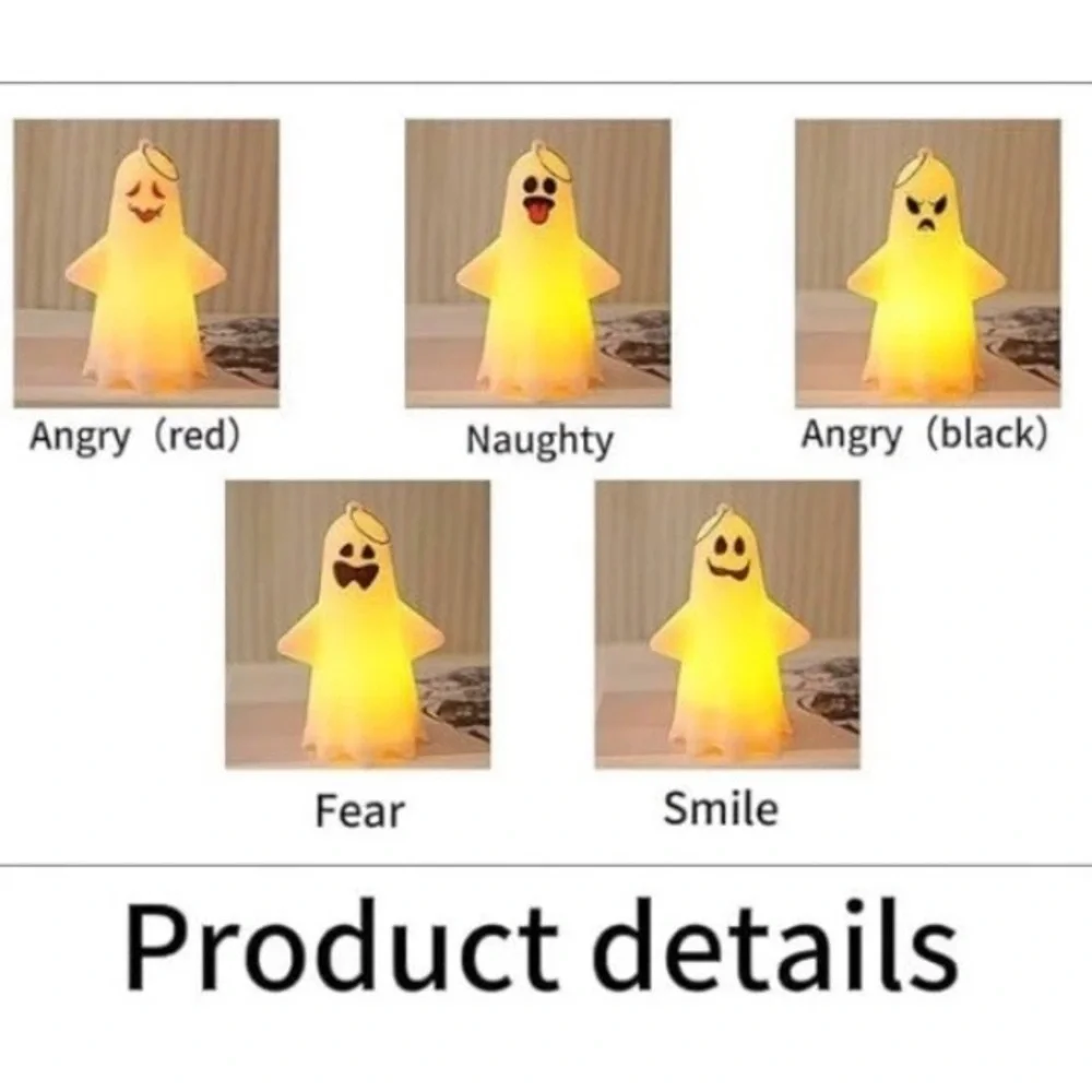 5 Piece Led Light-Up Devil Ghosts Lamps Small Halloween Decorations Night Lights